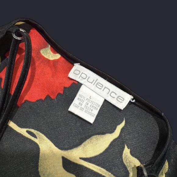 VTG Y2K Opulence Black & Red Rose Floral Romantic Grunge Mini Slip Dress L/M - Picture 7 of 7